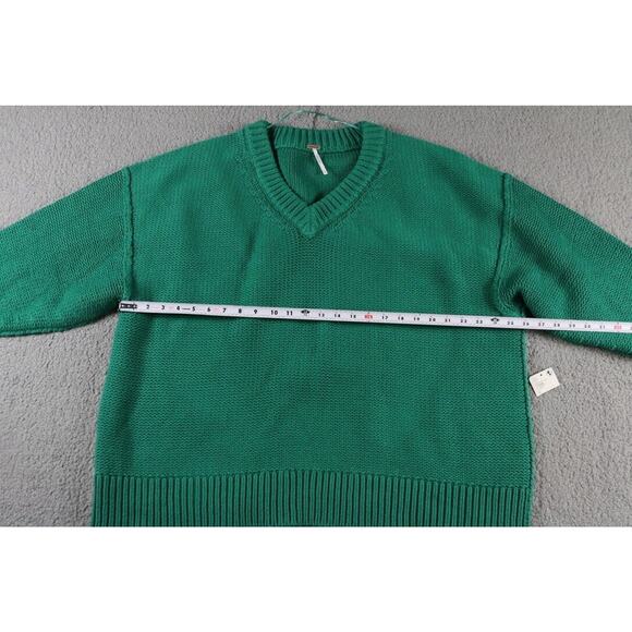 New Free People Sweater Womens Small Alli V-Neck Green Pull Over Mountain View - Picture 7 of 8